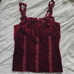 Vintage Red Velvet Empire Waist Top